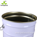 large colored oval tin metal bucket with handle